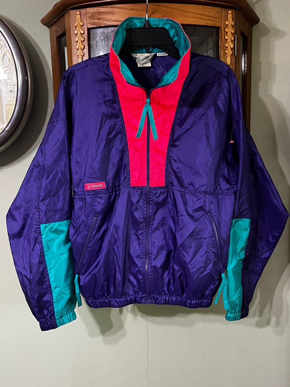Vintage Columbia Highlighter 3/4 Zip Pull Over Lightweight WindBreaker Medium